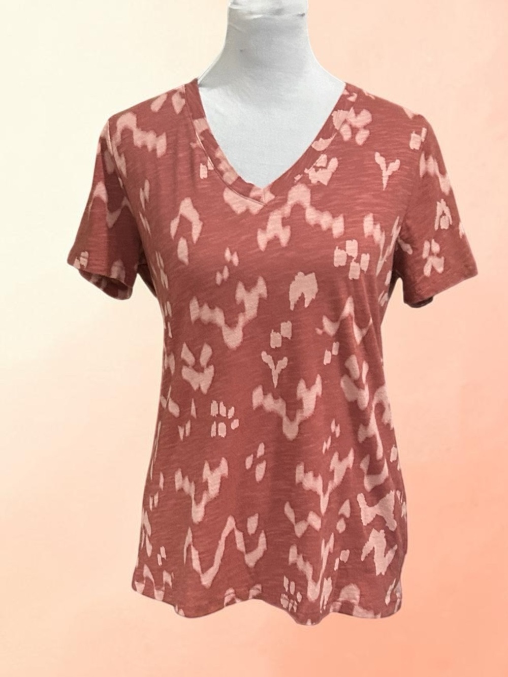 Sonoma Rust-Pink V-Neck Short Sleeve Tee